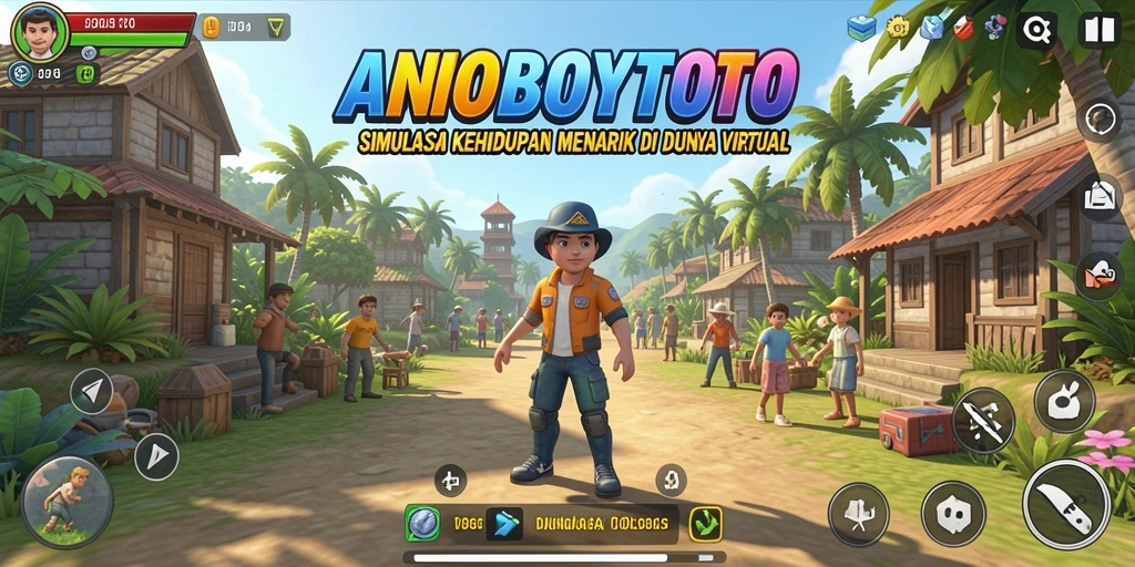 Screenshot gameplay ANOBOYTOTO yang menunjukkan interaksi seru di dunia virtual.