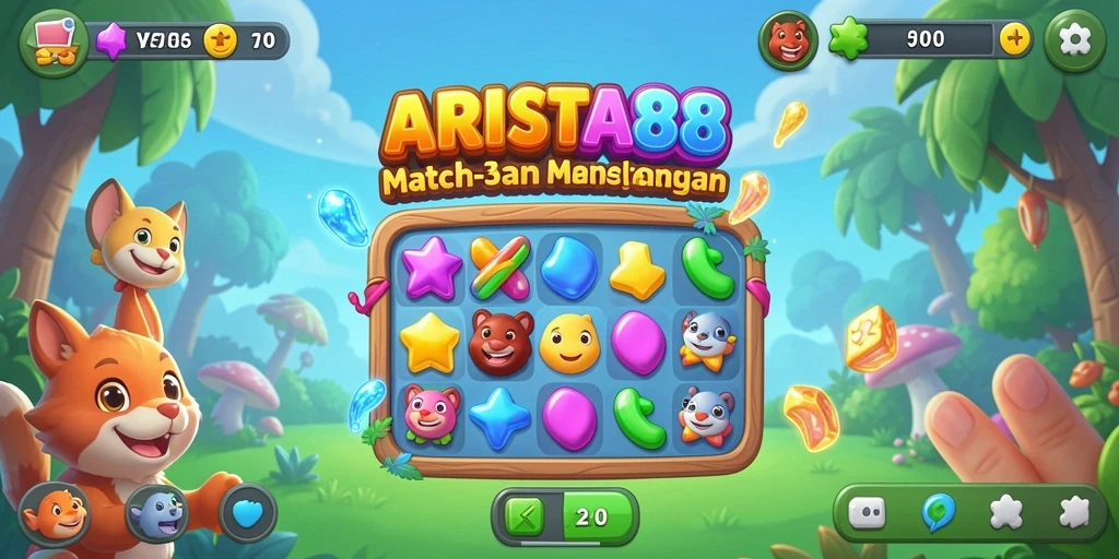 Screenshot gameplay ARISTA88 menampilkan aksi mencocokkan objek yang seru.