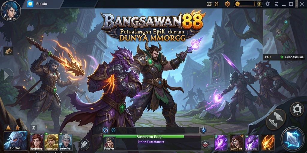 Tangkapan layar gameplay BANGSAWAN88 yang menampilkan dunia MMORPG yang memukau.