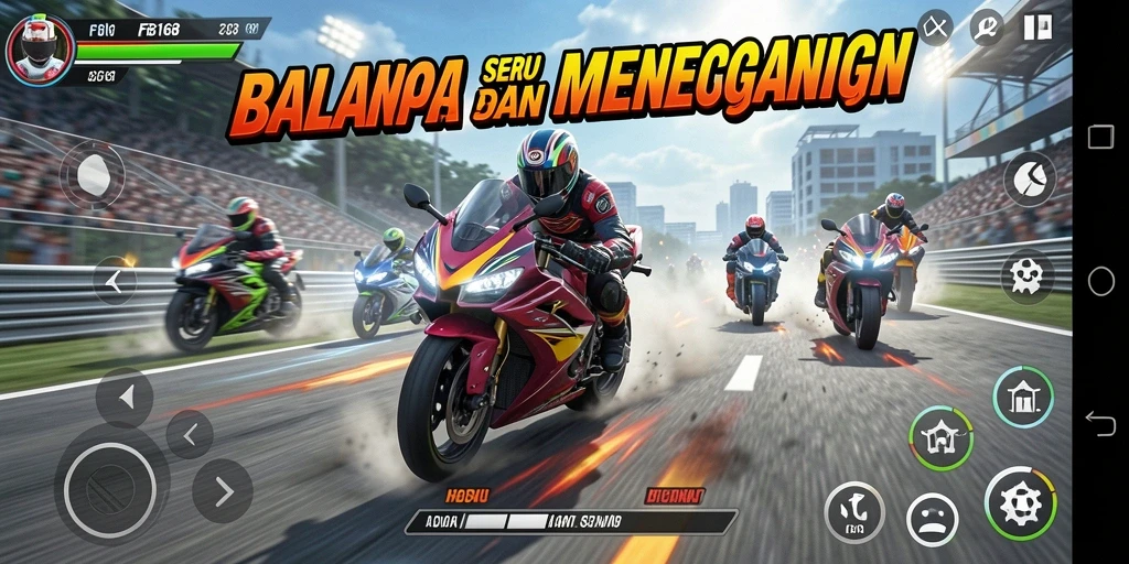 Gameplay intens dan seru dalam balapan motor FB168 dengan grafis menakjubkan.