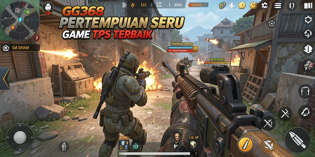 Screenshot utama GG368 menunjukkan aksi pertempuran yang dramatis dan penuh warna.
