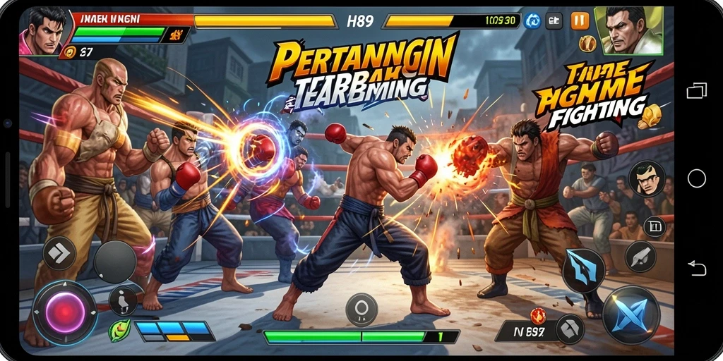 Gameplay menegangkan H89 dalam pertarungan Fighting yang intens.