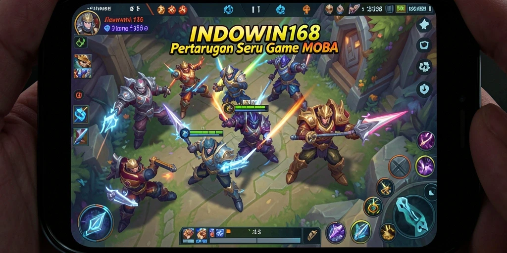 Tampilan permainan seru dari INDOWIN168 dalam mode MOBA.