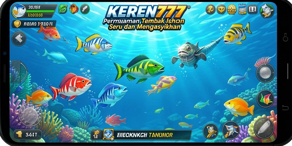 Screenshot gameplay KEREN777 menampilkan aksi menembak ikan yang seru.