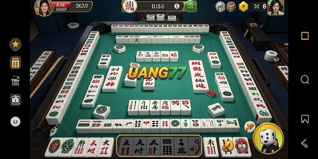 Tampilan gameplay UANG77 menunjukkan keseruan permainan Mahjong.