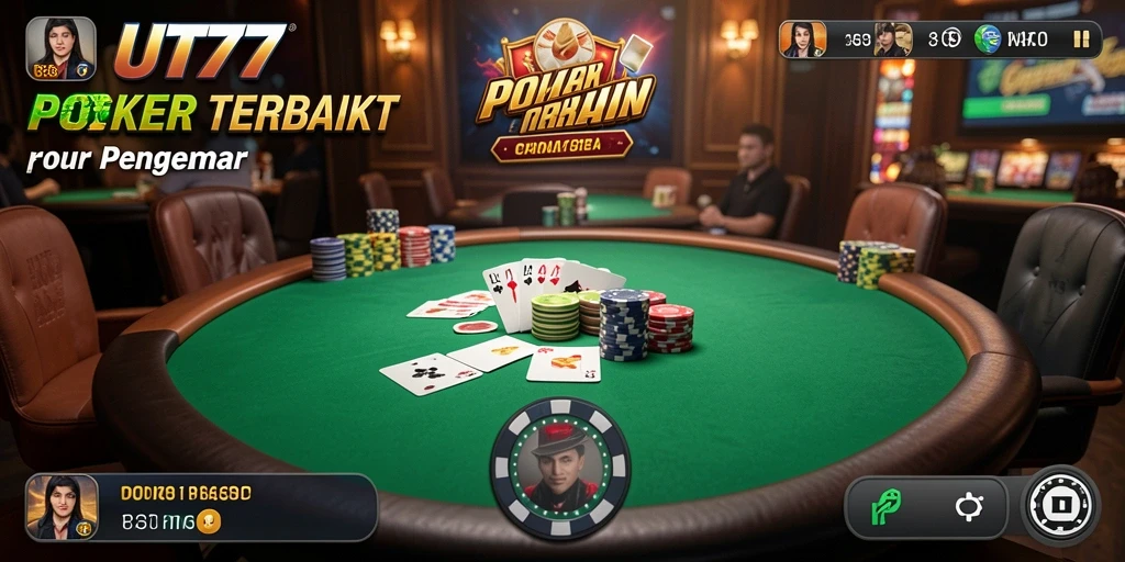 Screenshot UT77 menunjukkan suasana permainan Poker yang menarik.